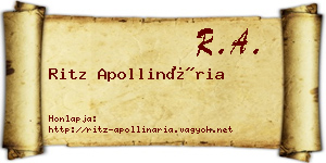 Ritz Apollinária névjegykártya